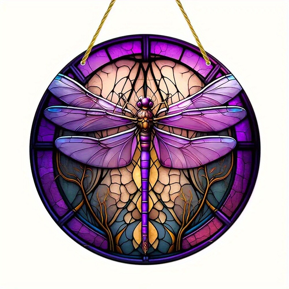 Dragonfly Suncatcher Round Sign Acrylic Sign Hanging Home Decoration