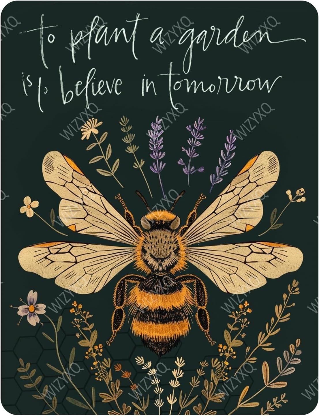 Funny Bee and Flowers Metal Signs – Vintage Tin Sign Retro Wall Decor – 8×12 Inc