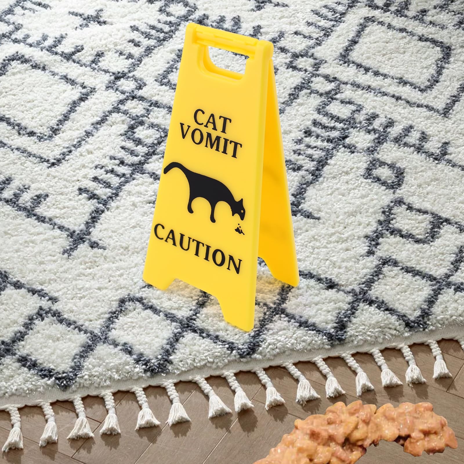 3Pcs Cat Vomit Caution Sign, 4 Inch DoubleSided Printed, Funny Cats Warning S…
