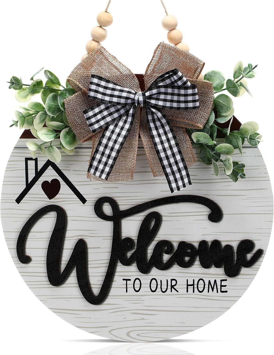 Welcome Sign Front Door Porch Decor Farmhouse Wall Hanging 12 Inch