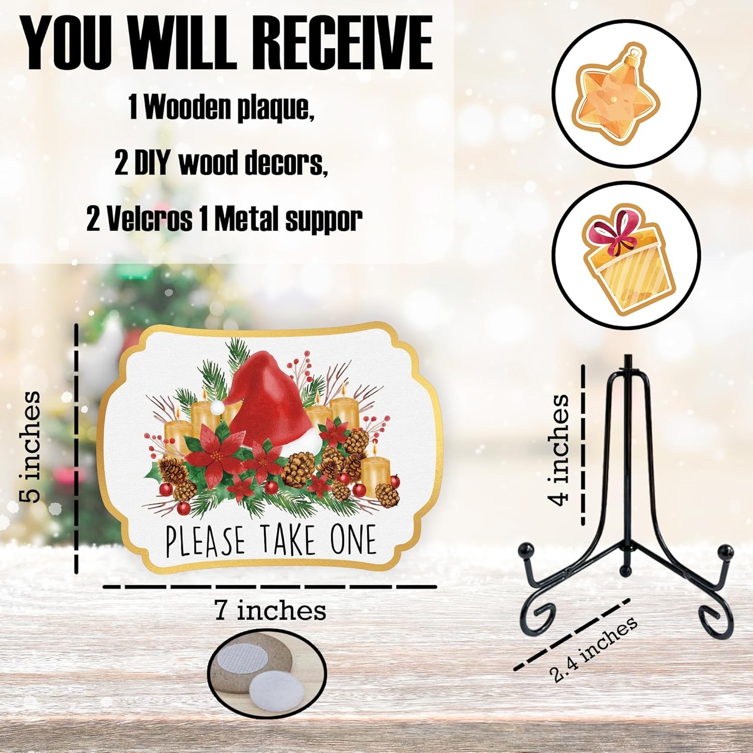 Watercolor Floral Christmas Buffet Sign with DIY Decor and Metal Support