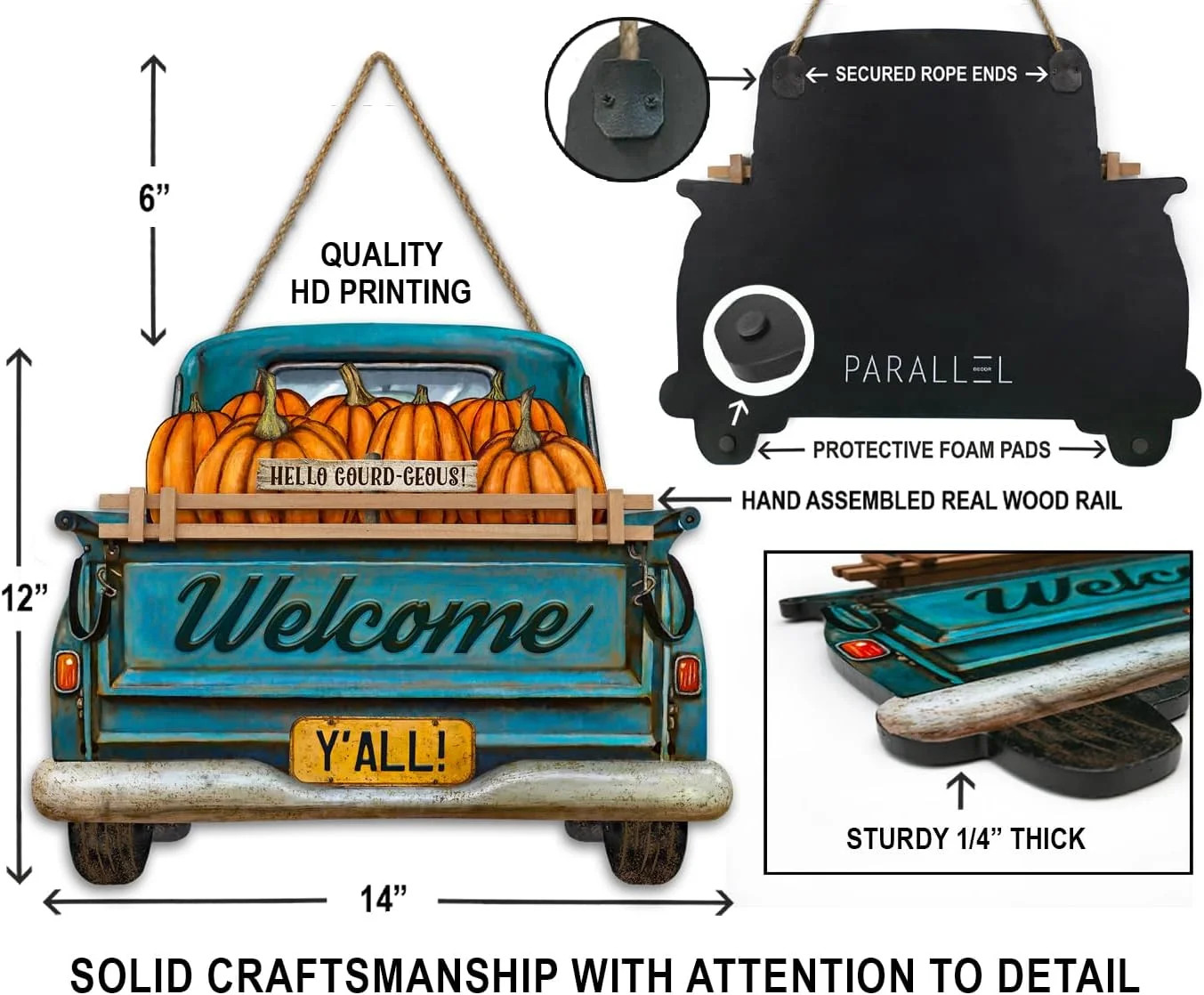 Interchangeable Welcome Sign for Front Door Blue Farmhouse Truck Decor Hanging S