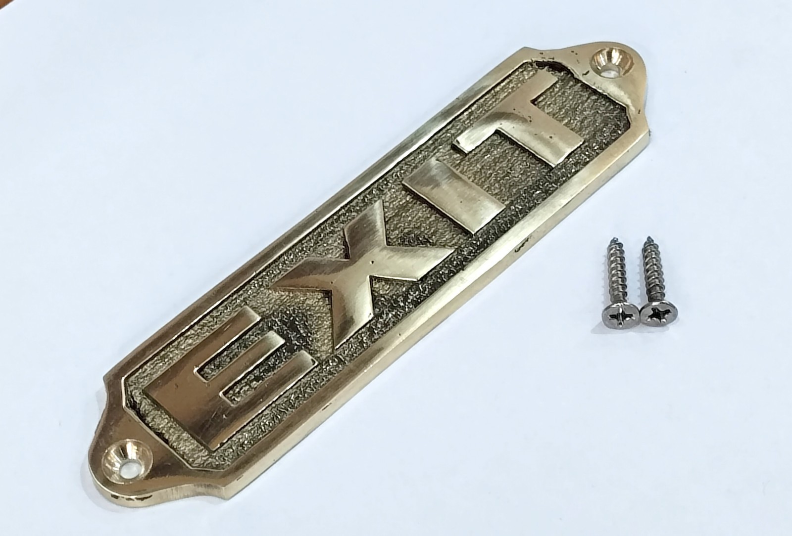 Solid Brass EXIT Sign Plaque – Door Wall Plate | 13cm – Screw Mount
