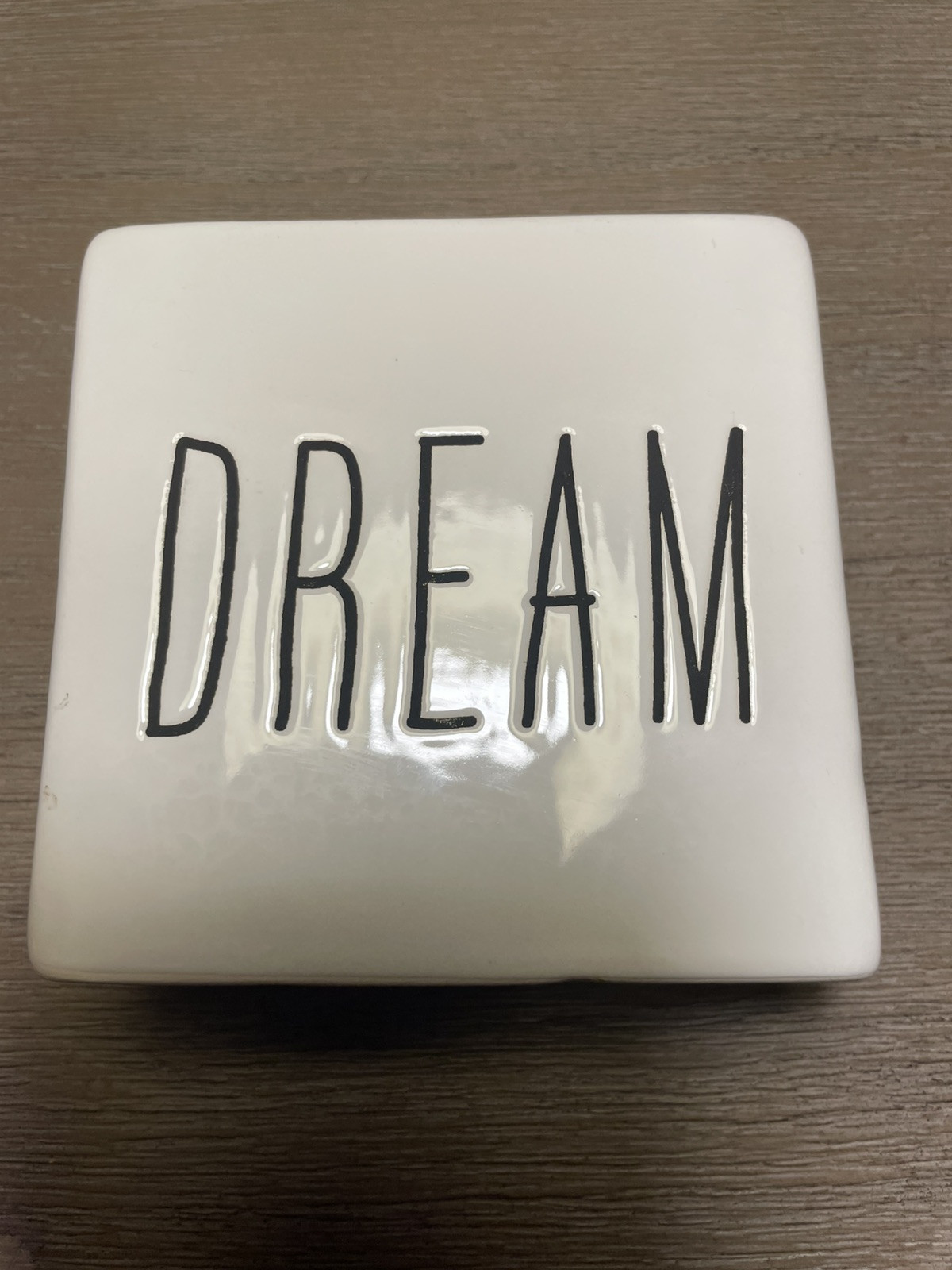 DREAM Ceramic Block Sign Inspirational Cream & Black 4”X4”