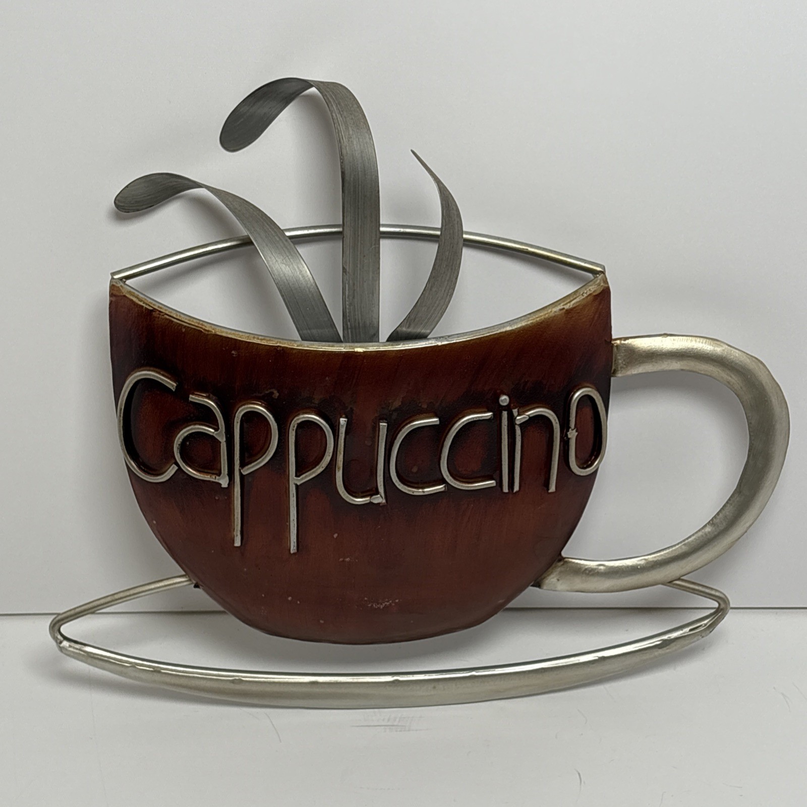 Metal Cappuccino Themed Decorative Wall Hanging or Tabletop Accent