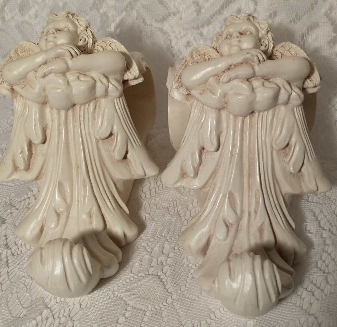 Resin Angel Curtain Wall Art Hangings Pair Home Decor tblas1