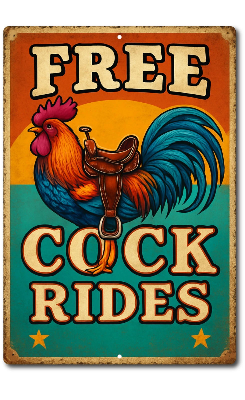 Funny Tin Sign 8×12 Aluminum Rooster Wall Decor Vintage Retro Humor