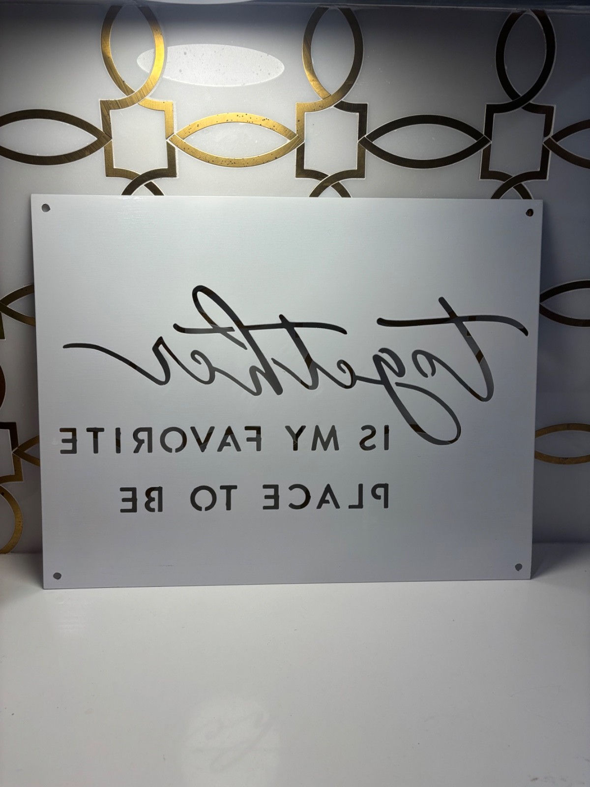 Magnolia Store Metal Decor Sign – White | “Together Is My Favorite Place To Be”