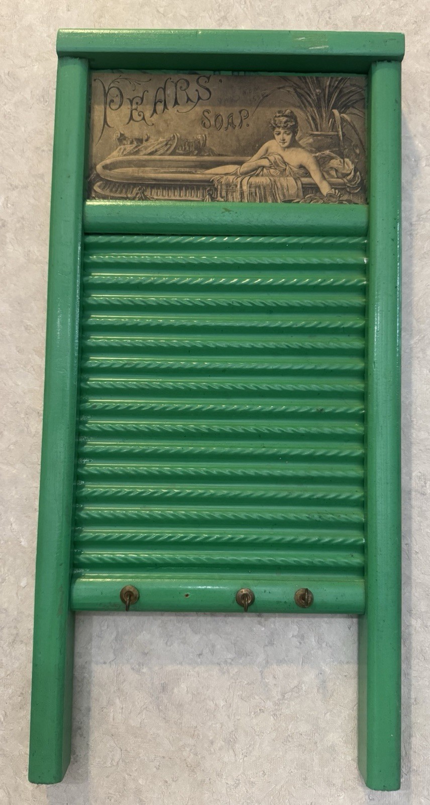 Vtg Pears Soap Miniature Decorative Washboard Green Wooden Farmhouse Wall Decor