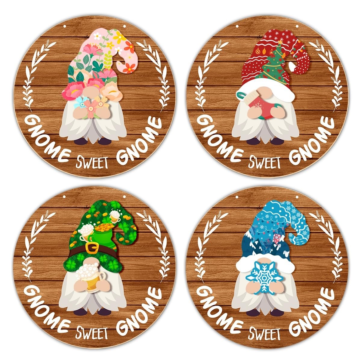 Interchangeable Gnome Welcome Sign – Seasonal Door Decoration for All Holidays,