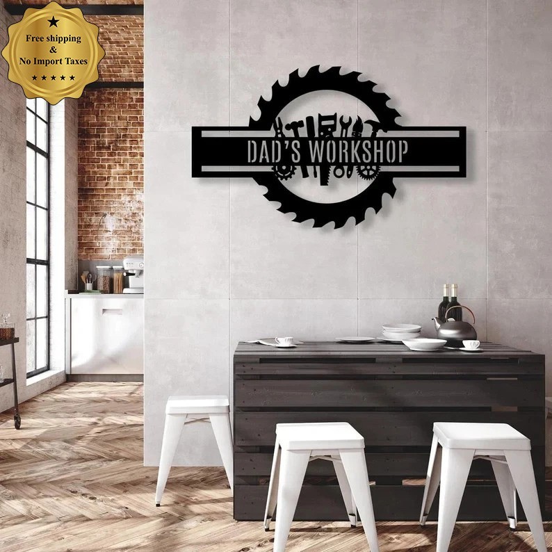 Personalized Workshop Metal Sign, Custom Garage Name Decor, Mechanic Wall Art