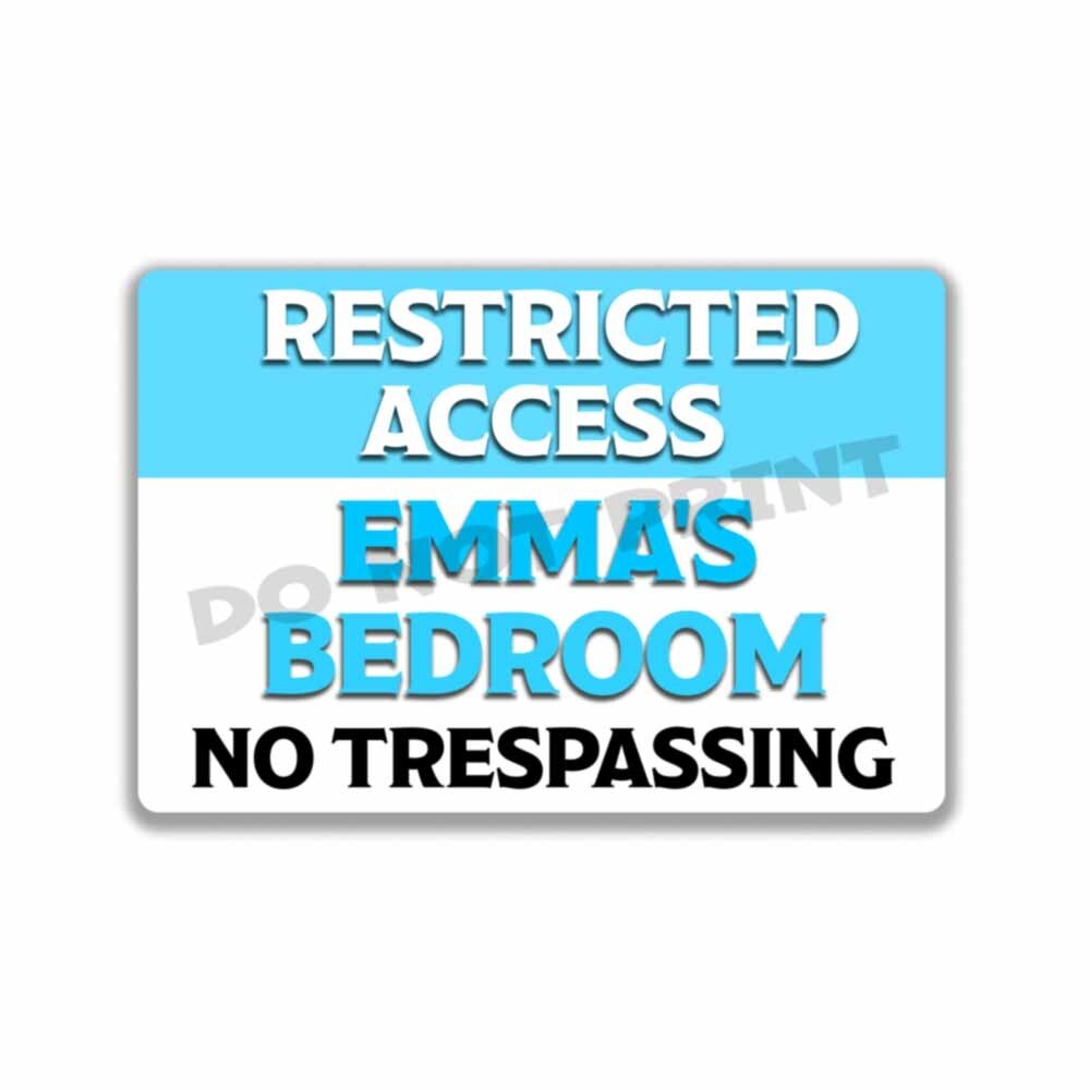 Mia Baby Girls Bedroom Personalized Room Blue RESTRICTED ACCESS Metal Sign 8×12