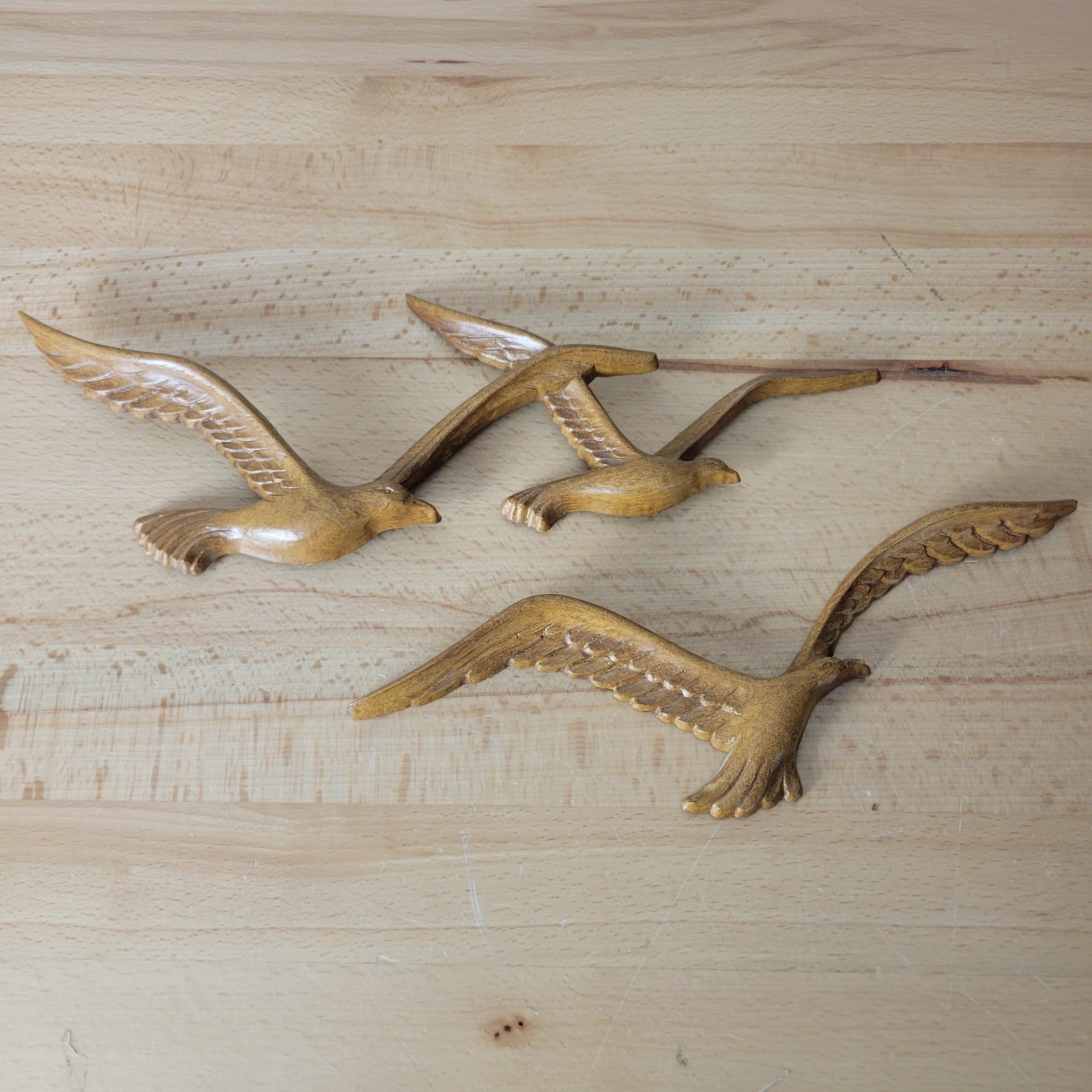 VTG Homco Coastal Nautical Seagull Birds Plastic Wood Tone Wall Art Retro MCM