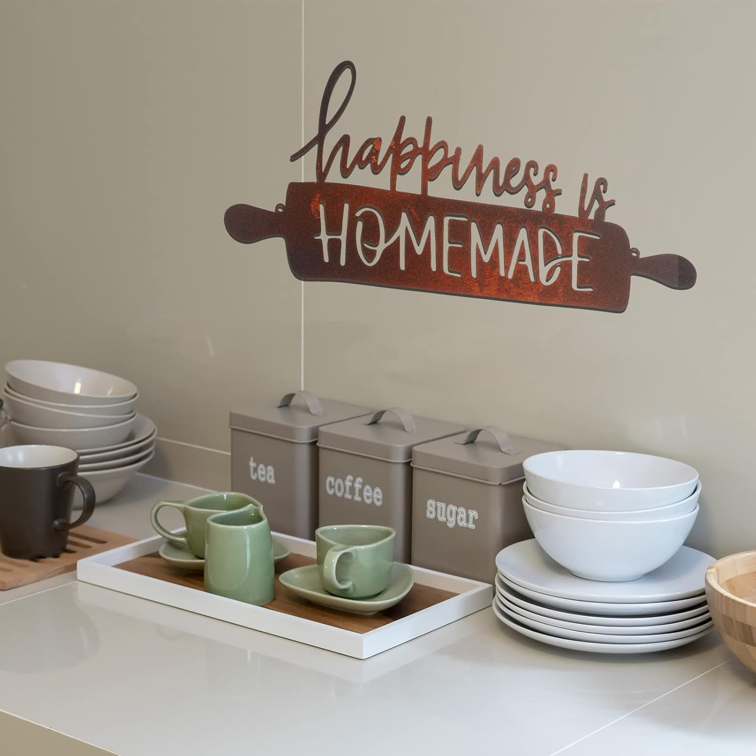 Kitchen Wall Art Decor Happiness Is Homemade Metal Sign Rustic Farmhouse Kitchen