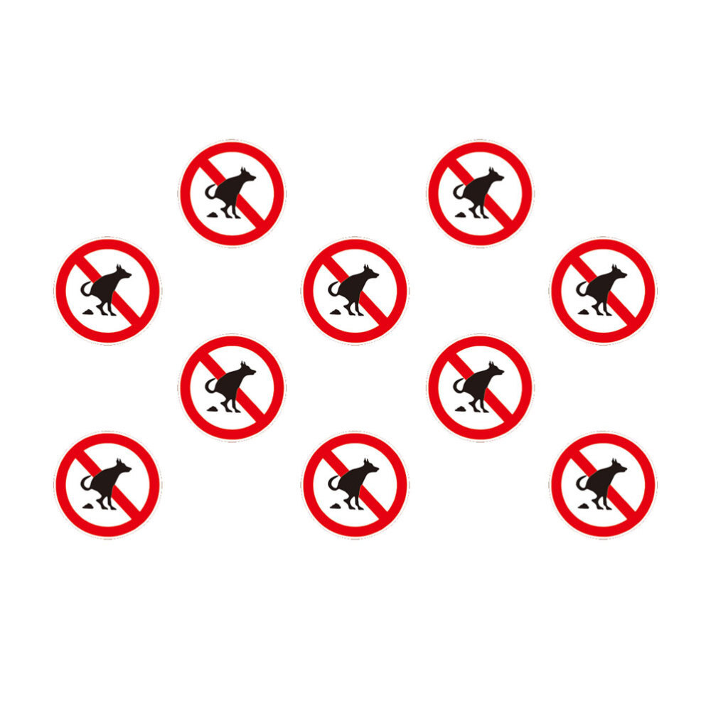 10 Sheets Stickers Waterproof No Pet Poop Sign Dog Pooping Emblems