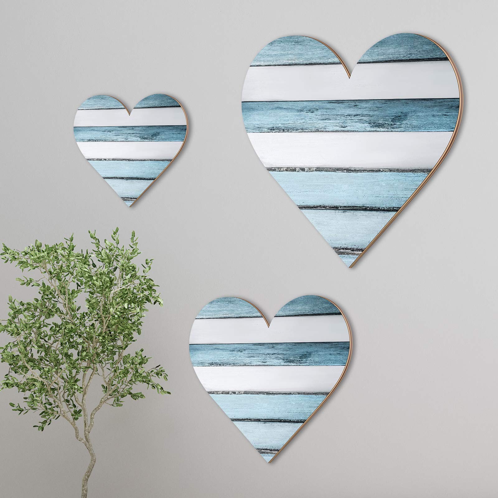 3 Pcs Rustic Wooden Heart Decor Farmhouse Wood Home Wall Sign Hanging Plaque