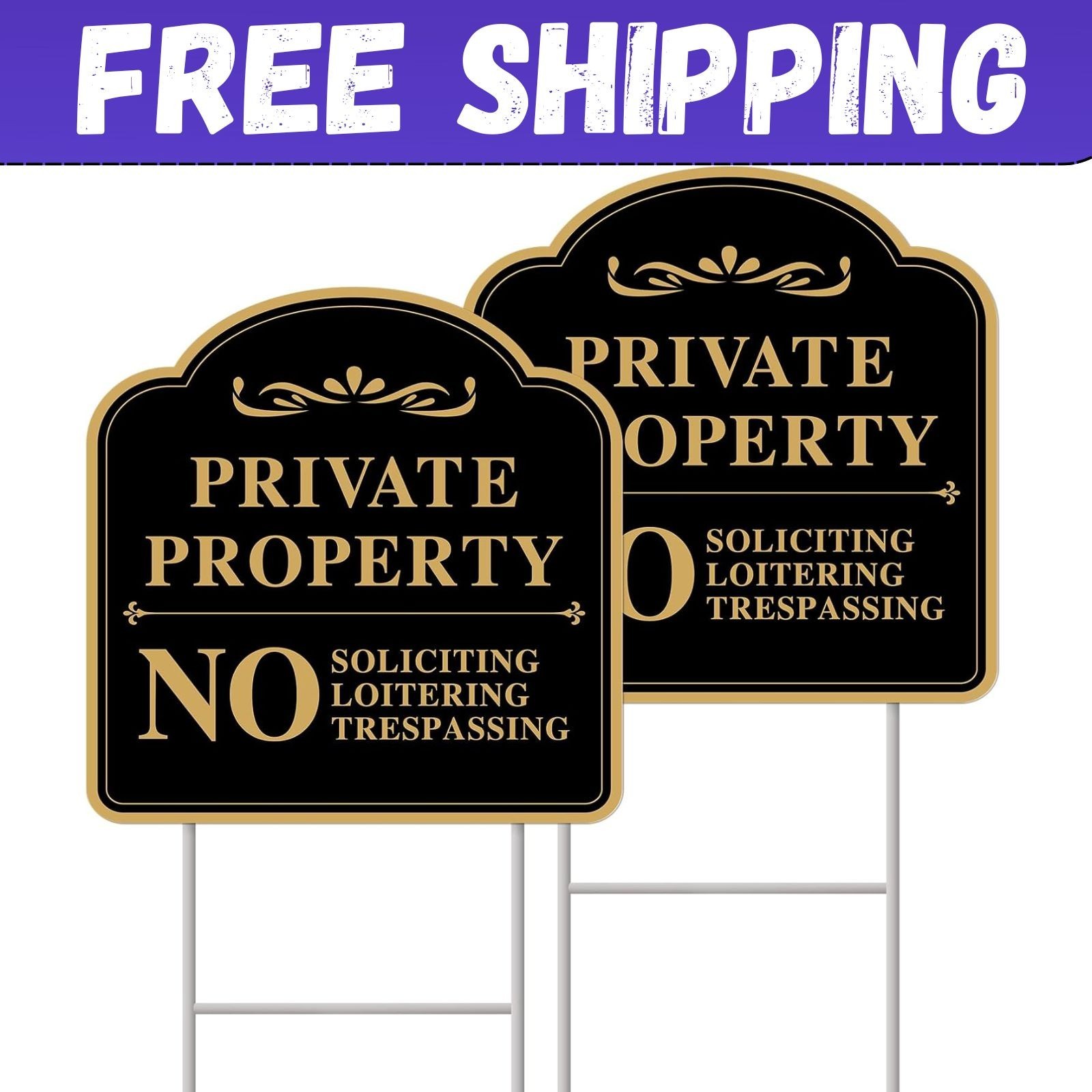 Private Property No Soliciting Sign for House, No Soliciting Yard Sign, 2-Pack 1