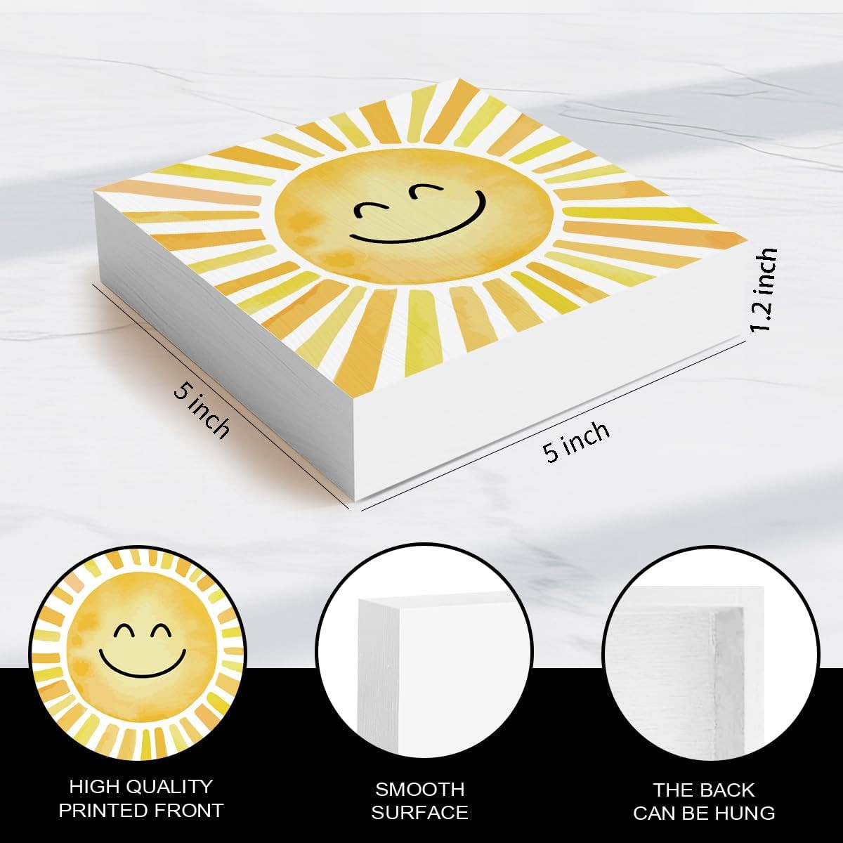 Sunshine Gifts Inspirational Sun Sunshine Wooden Box Desk Decor, Pop Smiles Rust