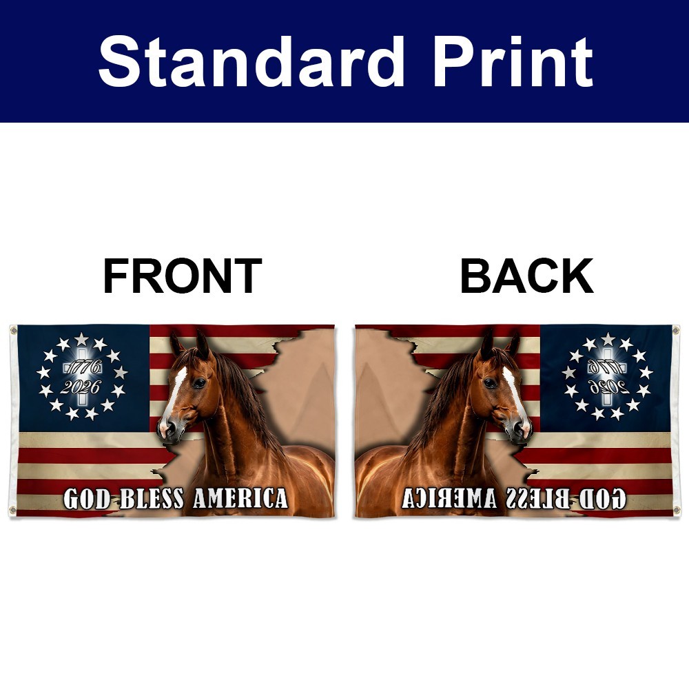 God Bless America 1776 2026 Patriotic Horse Flag Banner 3x5Feet