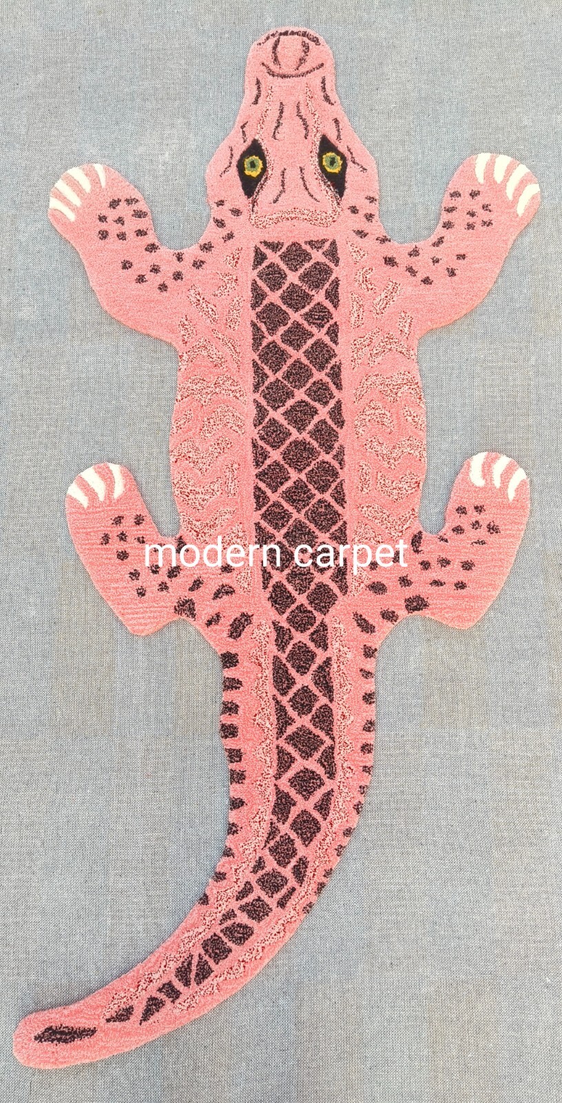 Modern Crocodile Shaped Tufted Rug Pink Brown Alligator Novelty Kids Area Carpet