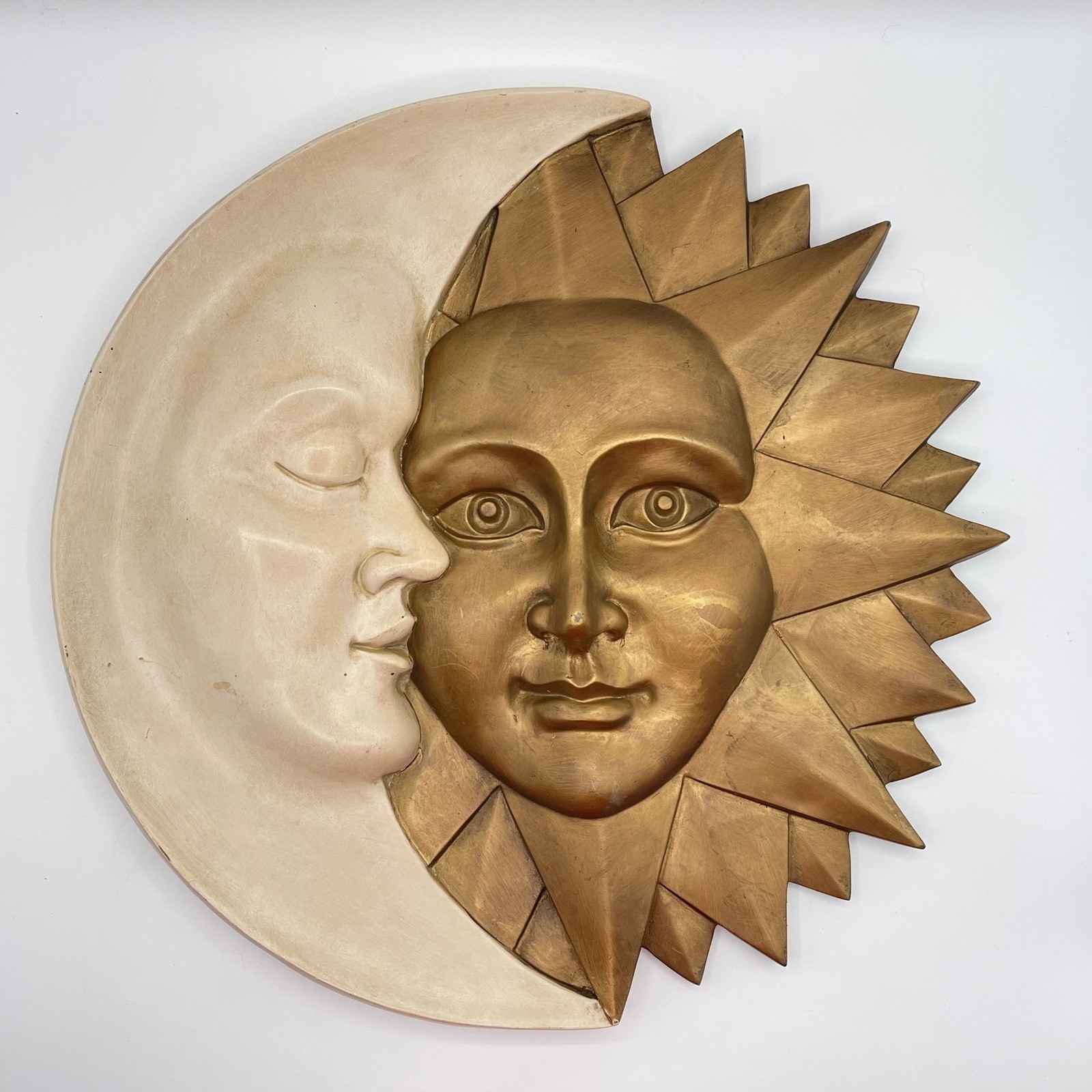 Design Toscano Sun and Moon Celestial Wall Sculpture Gold White Plaque 16 inch