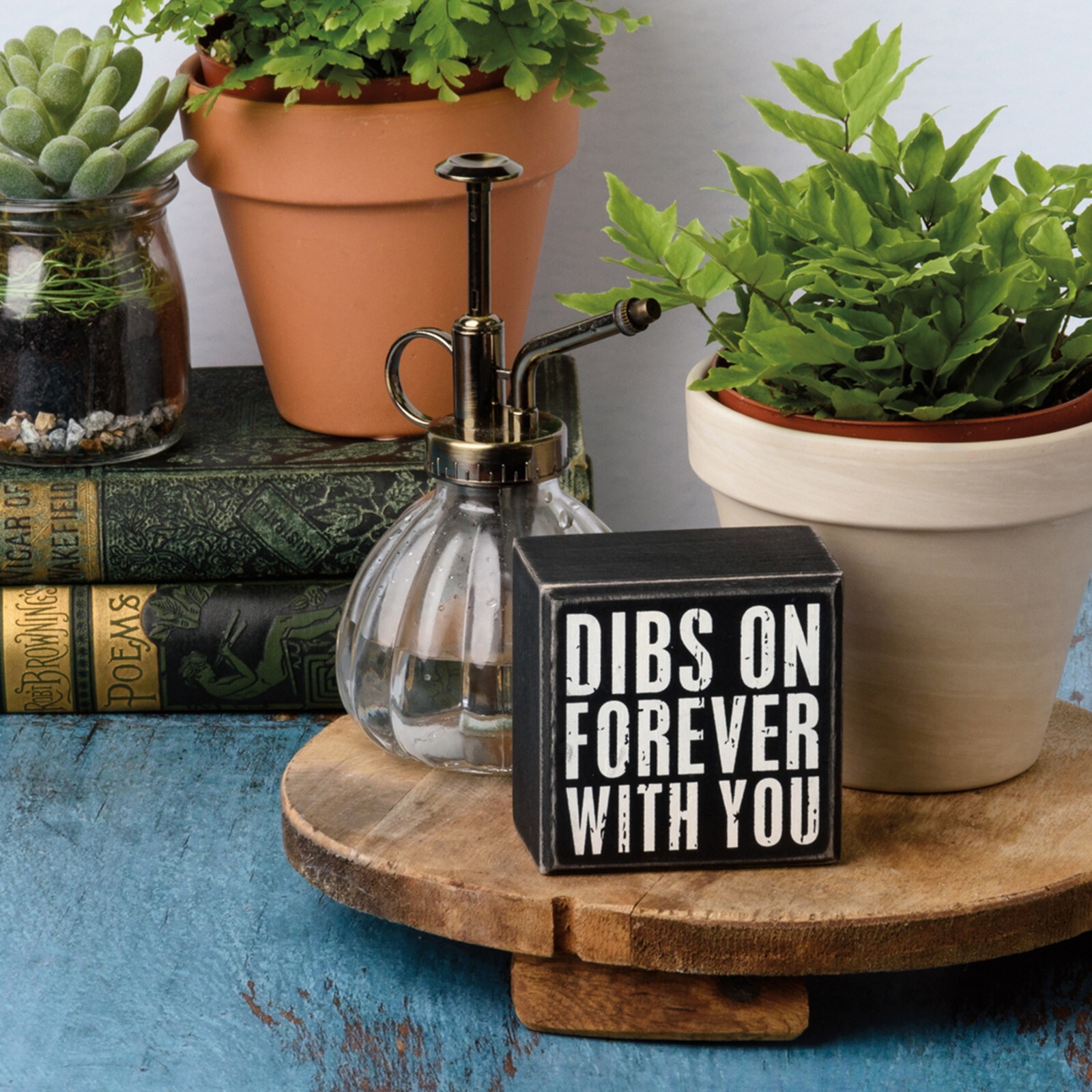 Primitives by Kathy Small Box Sign Dibs On Forever With You Rustic Love Wedding