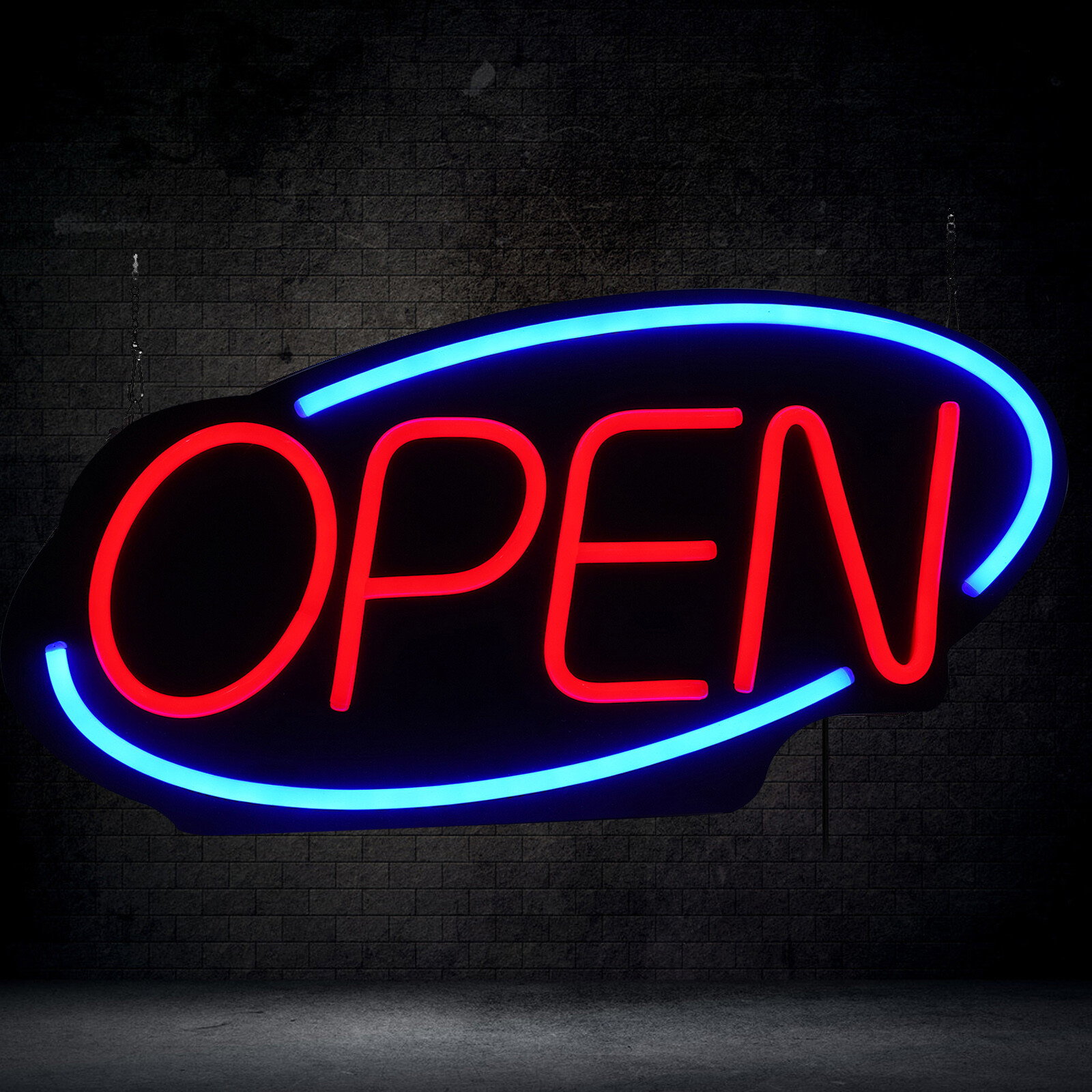 LED Neon Open Sign-24x12in Wall Hanging Brightness Adjustable for Store Cafe Art