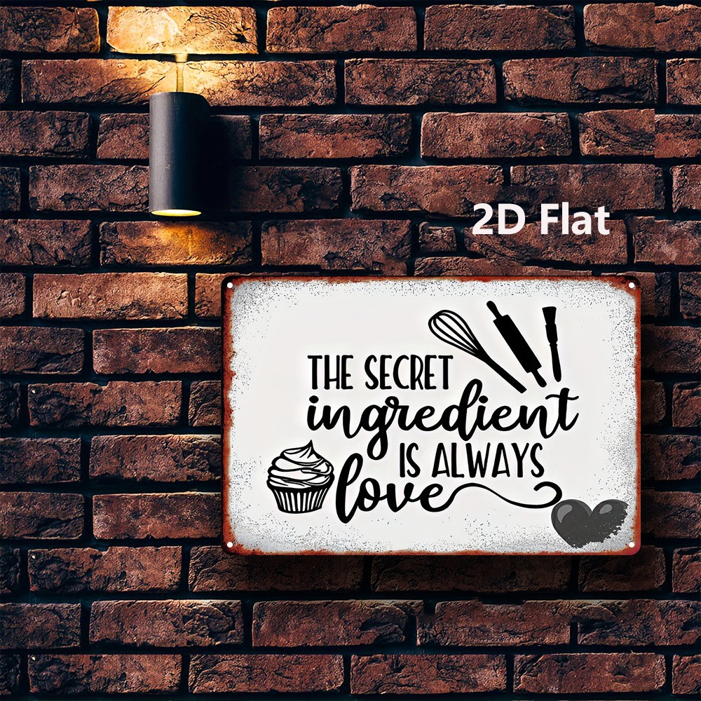 Metal Sign 20.32×30.48 cm “Love Is a Secret Recipe: Vintage Art”
