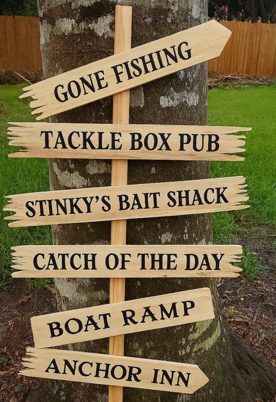 6 rustic directional wood arrow signs, rugged outdoorsman fisherman dad gift
