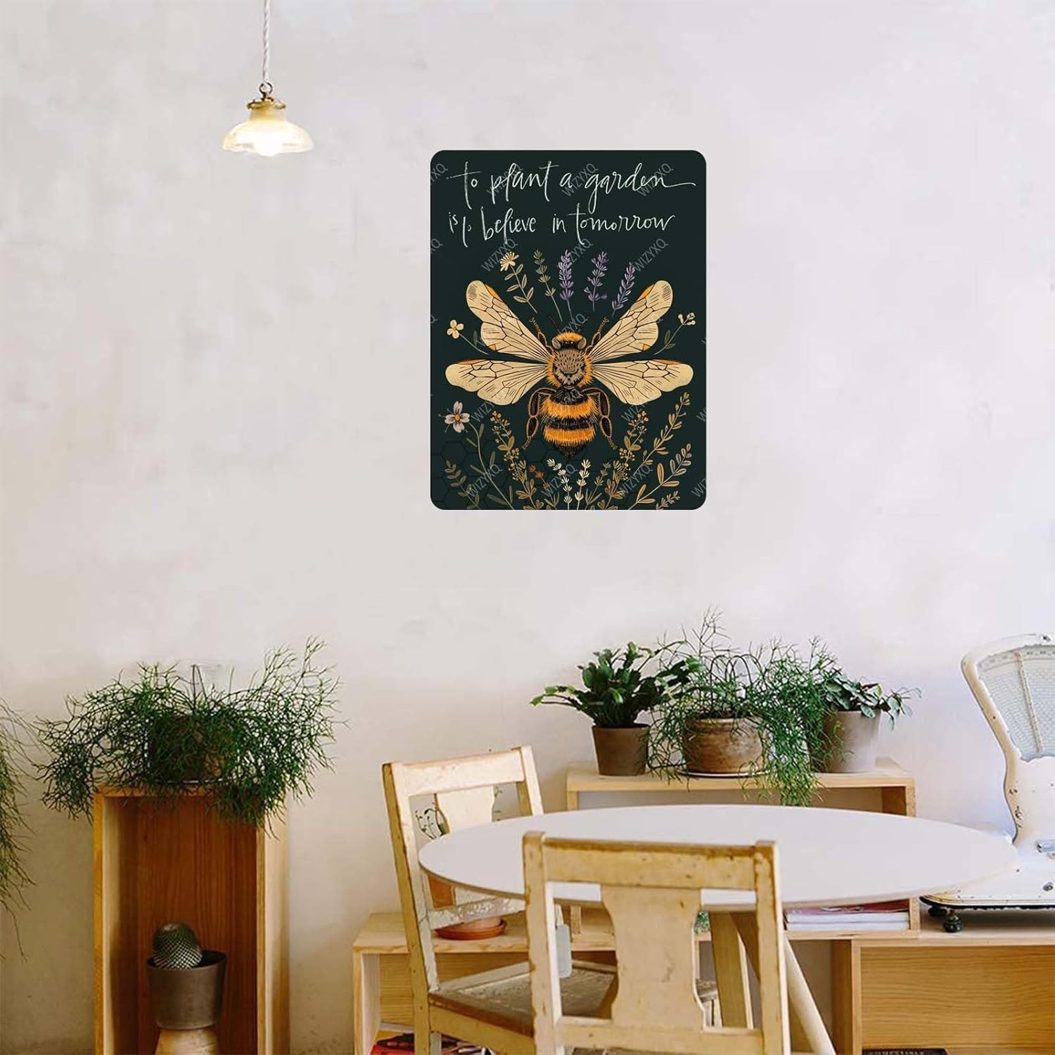 Funny Bee and Flowers Metal Signs – Vintage Tin Sign Retro Wall Decor – 8×12 Inc
