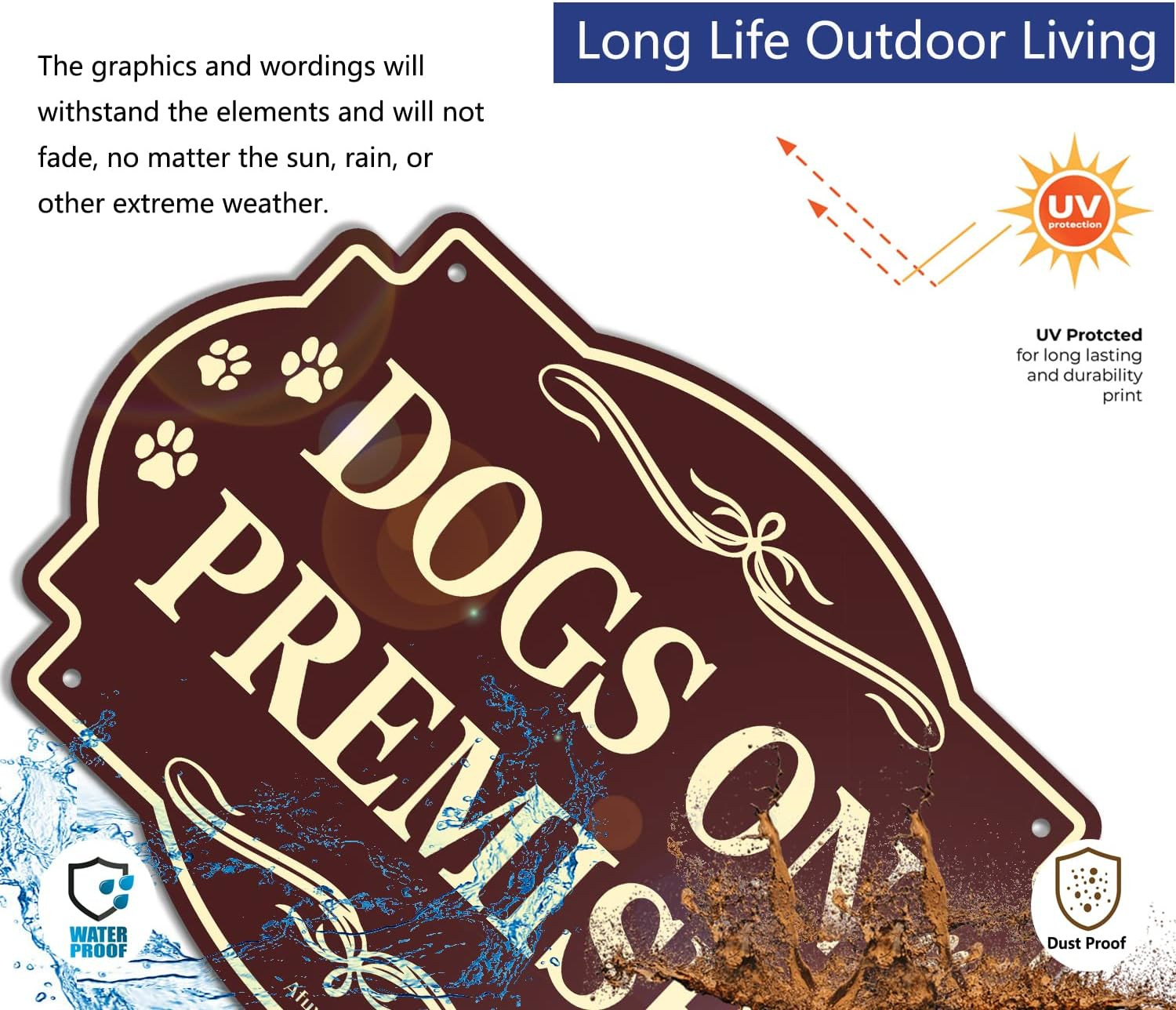 10” x 7” Dog on Premises Sign Reflective Sturdy Rust-Free Aluminum Weatherp…