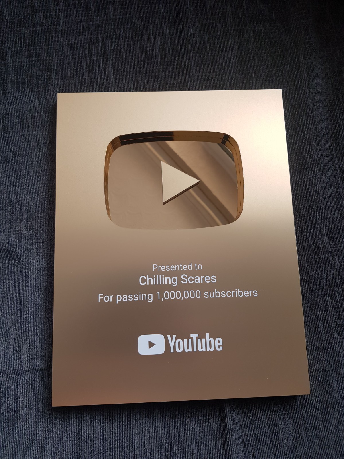 YouTube Play Button Silver Gold Personalised Custom Award Wall Plaque