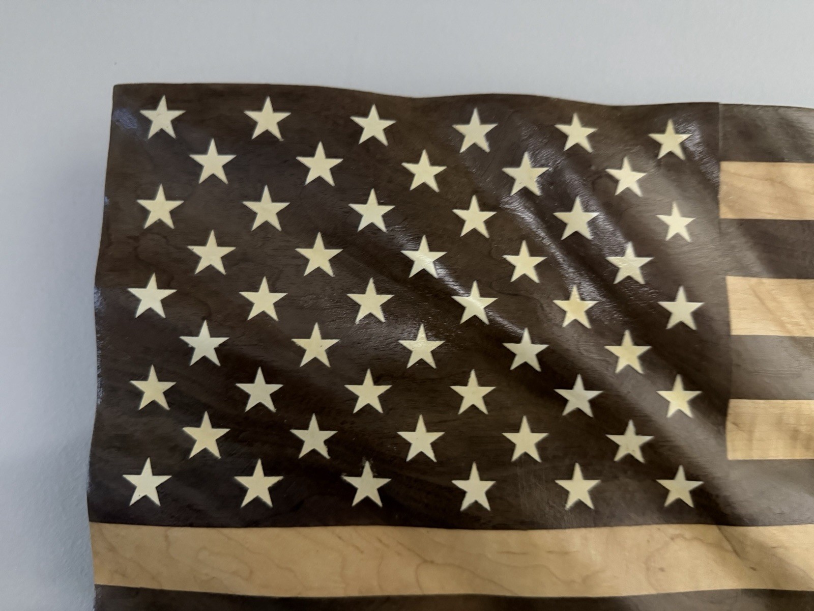 Handmade Walnut & Figured Maple American Flag Wall Art Wavy Wood Flag