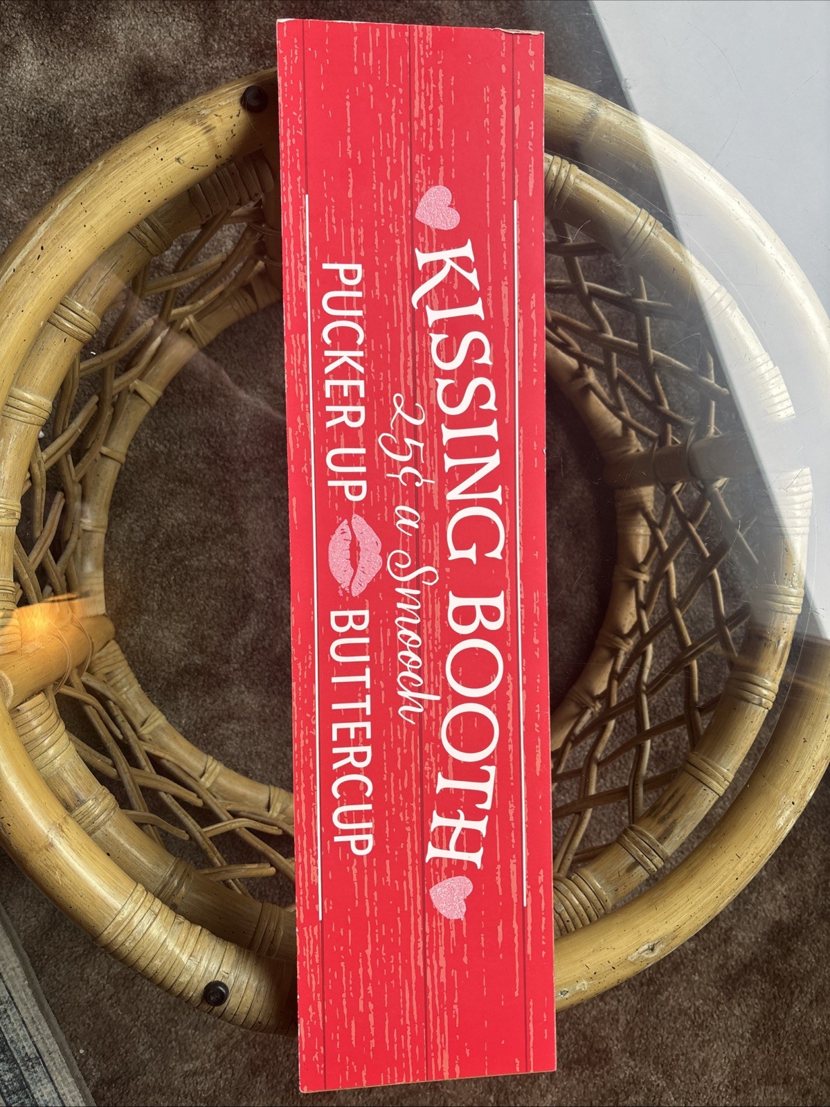 Valentines Day Kissing Booth Wood Hanging Sign