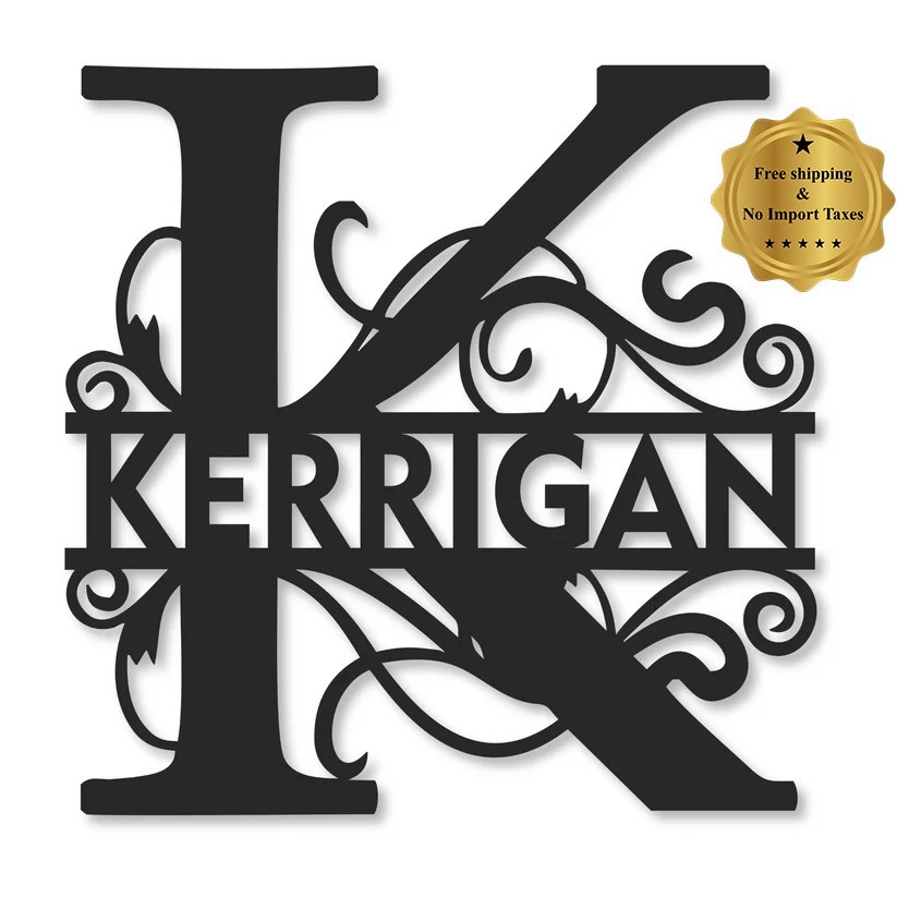Personalized Monogram Metal Sign Custom Family Name Letter Sign Front Door Decor