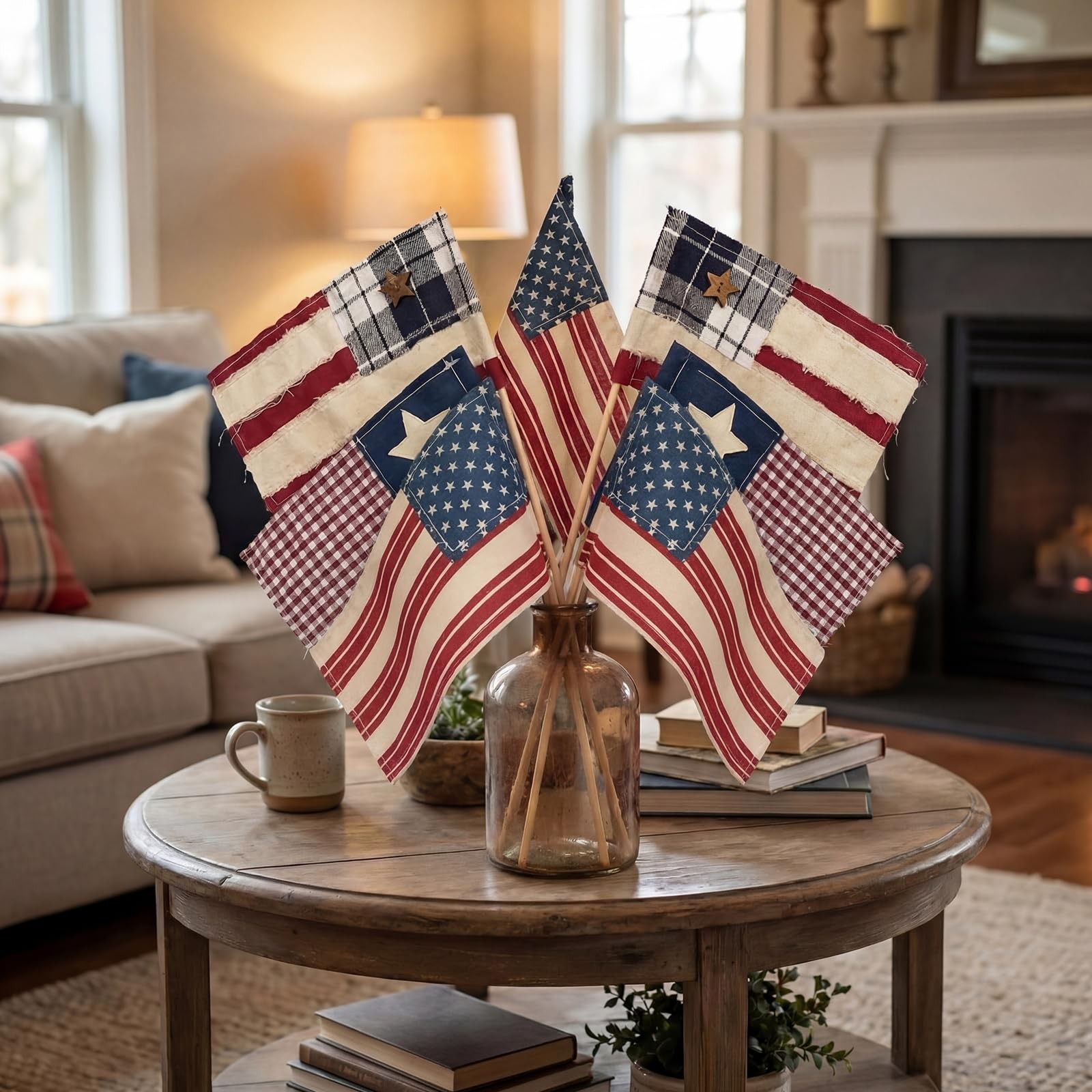 Chumia 6 Pcs 250th Anniversary Patriotic Vintage American Flag Square Decorat…