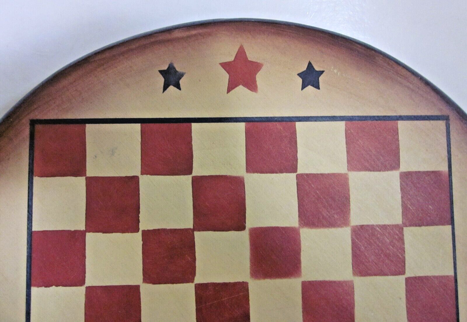 Primitive Country Checkerboard Star Round Hanging Gameboard MDF Wood 10.5W