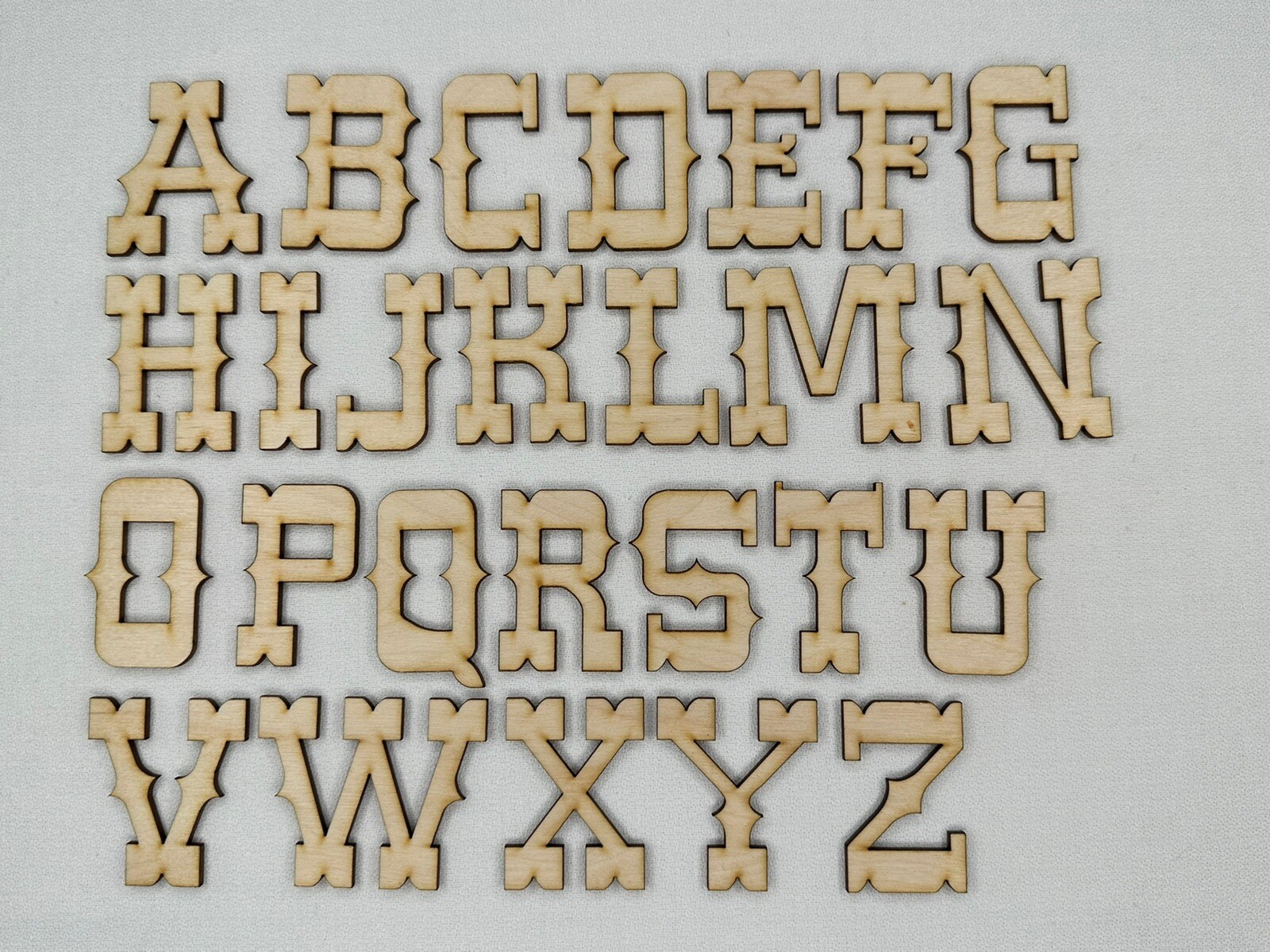 Laser Cut Unfinished Wood Letters or Numbers Western Font Craft Cutout