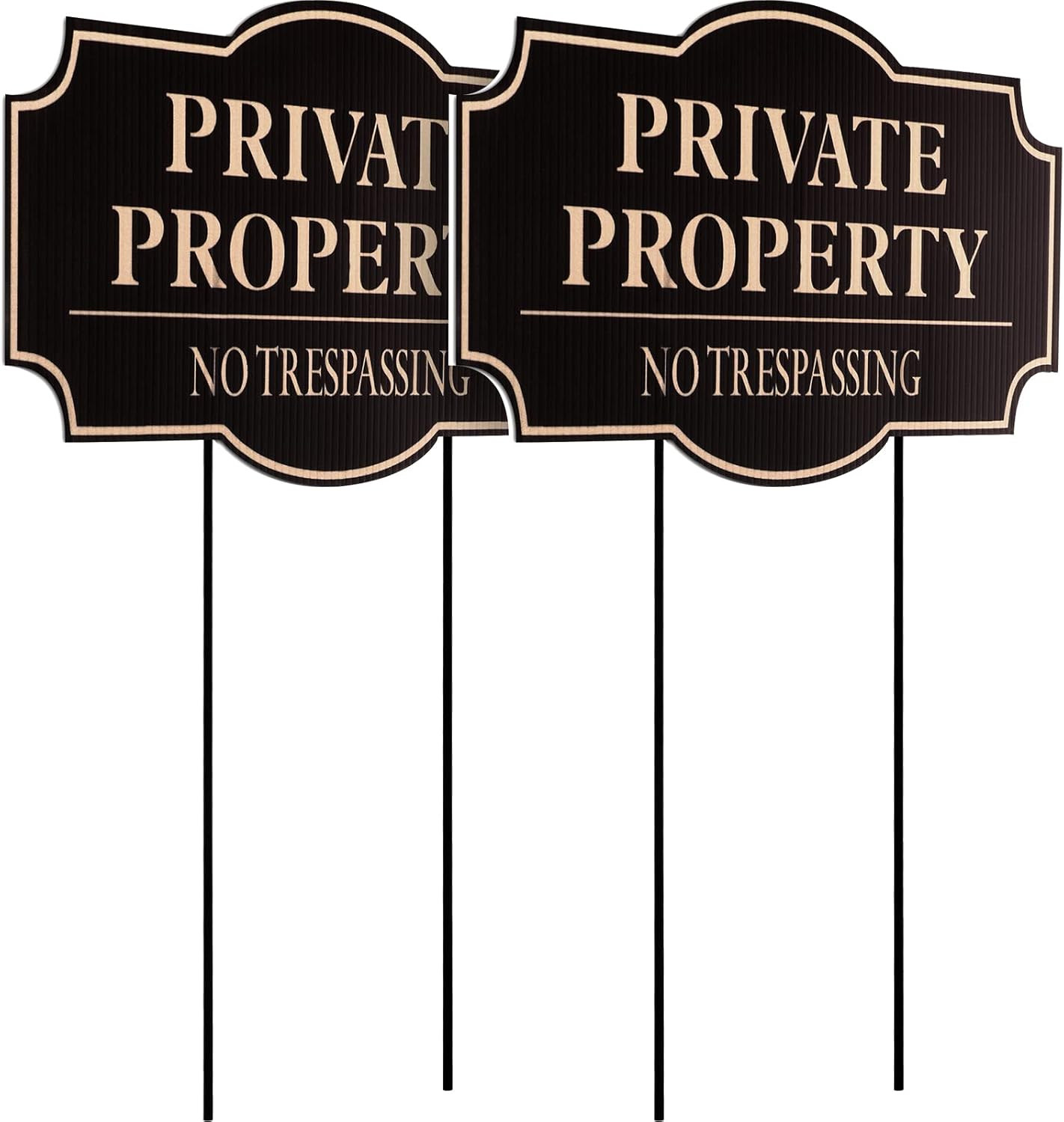 2 Pcs Corrugated Plastic No Trespassing Signs, 11.8 X 6.7 Inches, Private Proper