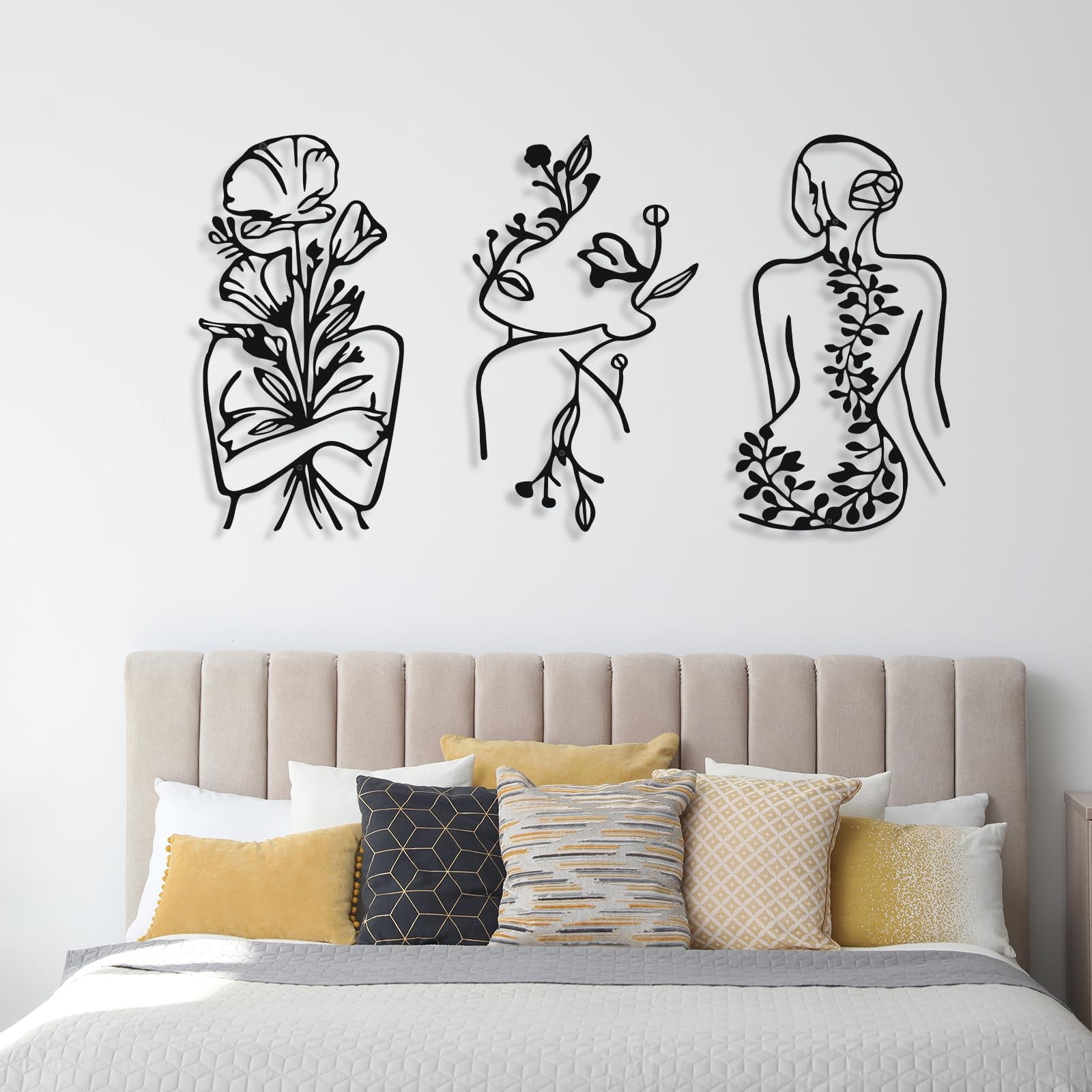 3 Pcs Metal Wall Art Decor Minimalist Abstract Woman Wall Art Metal Modern Li…
