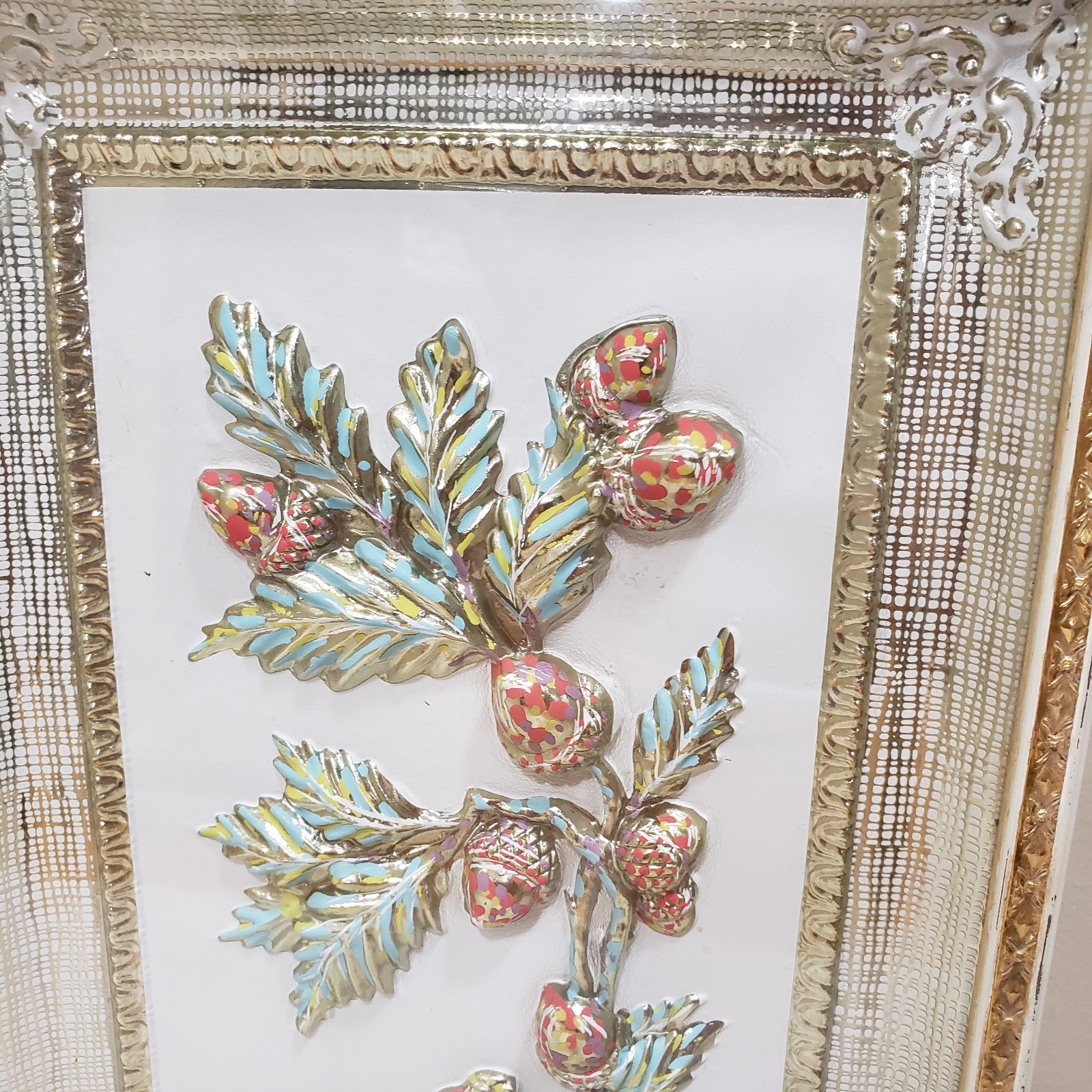 Four Seasons Floral Wall Art 3D Metal Plaques 3pc Florentine Hollywood Regency