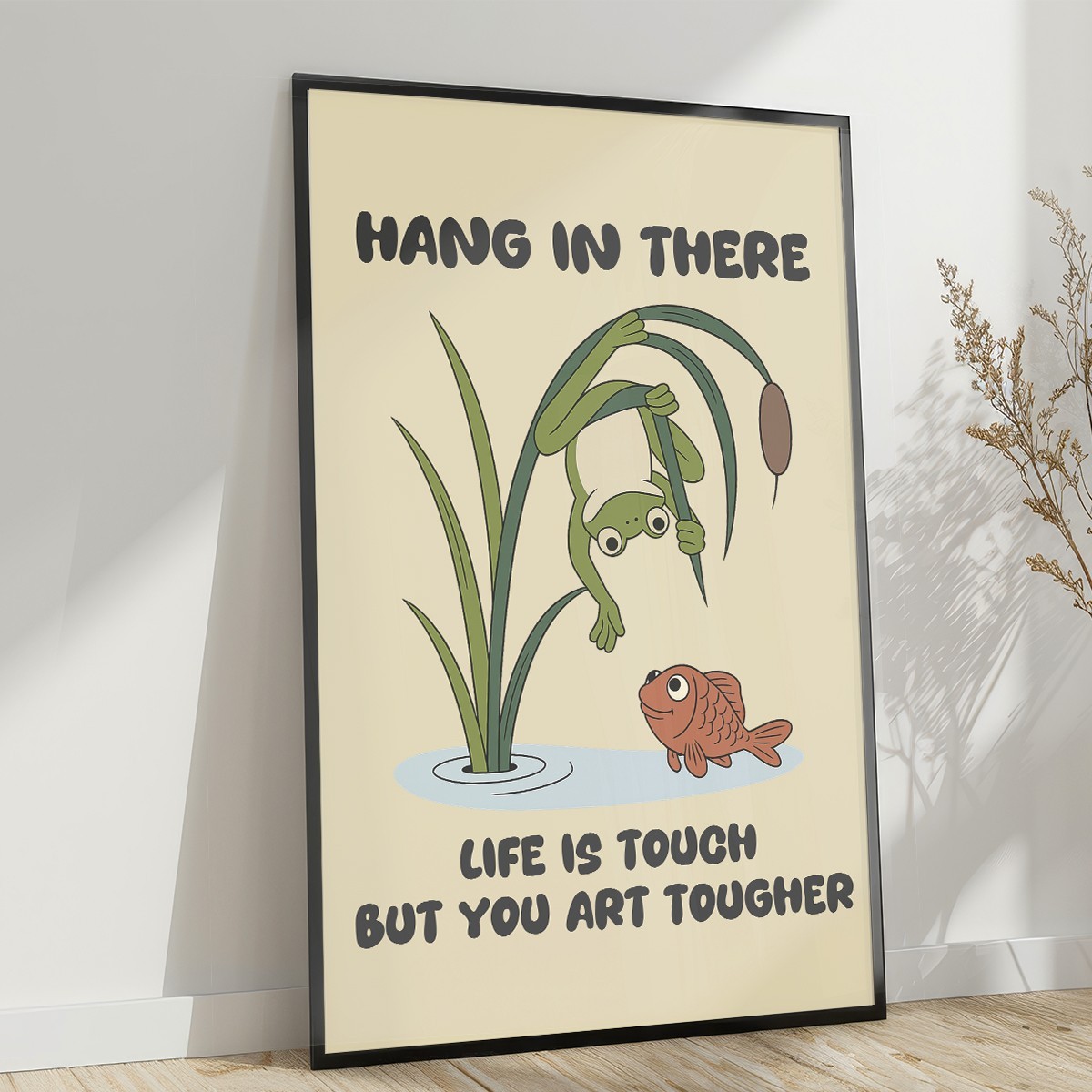 Hang In There Motivation Poster Frog Print Home Wall Art Poster Mental Health
