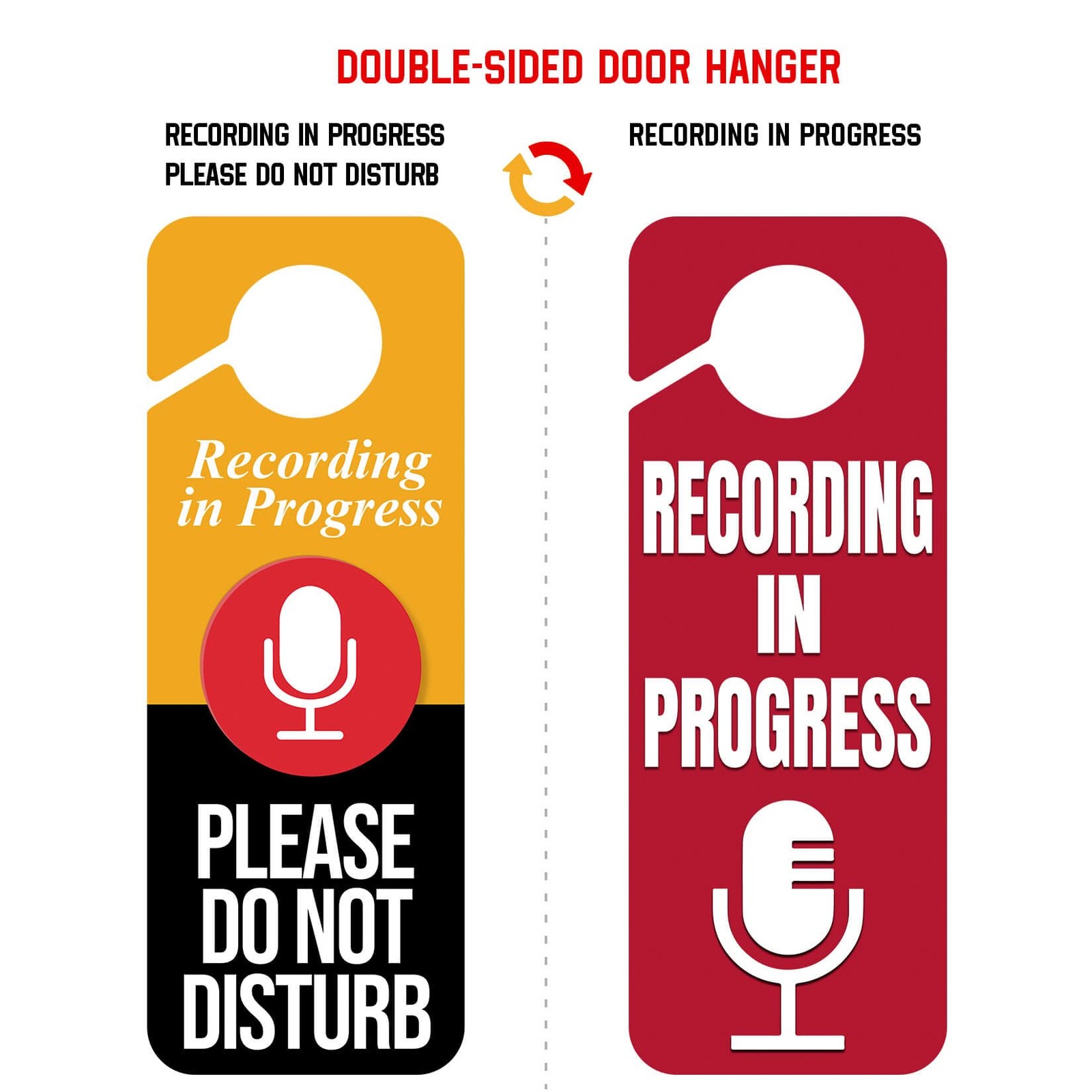 2 x Do Not Disturb Door Hanger Sign,Recording in 3.5 x 9.5 inches, black