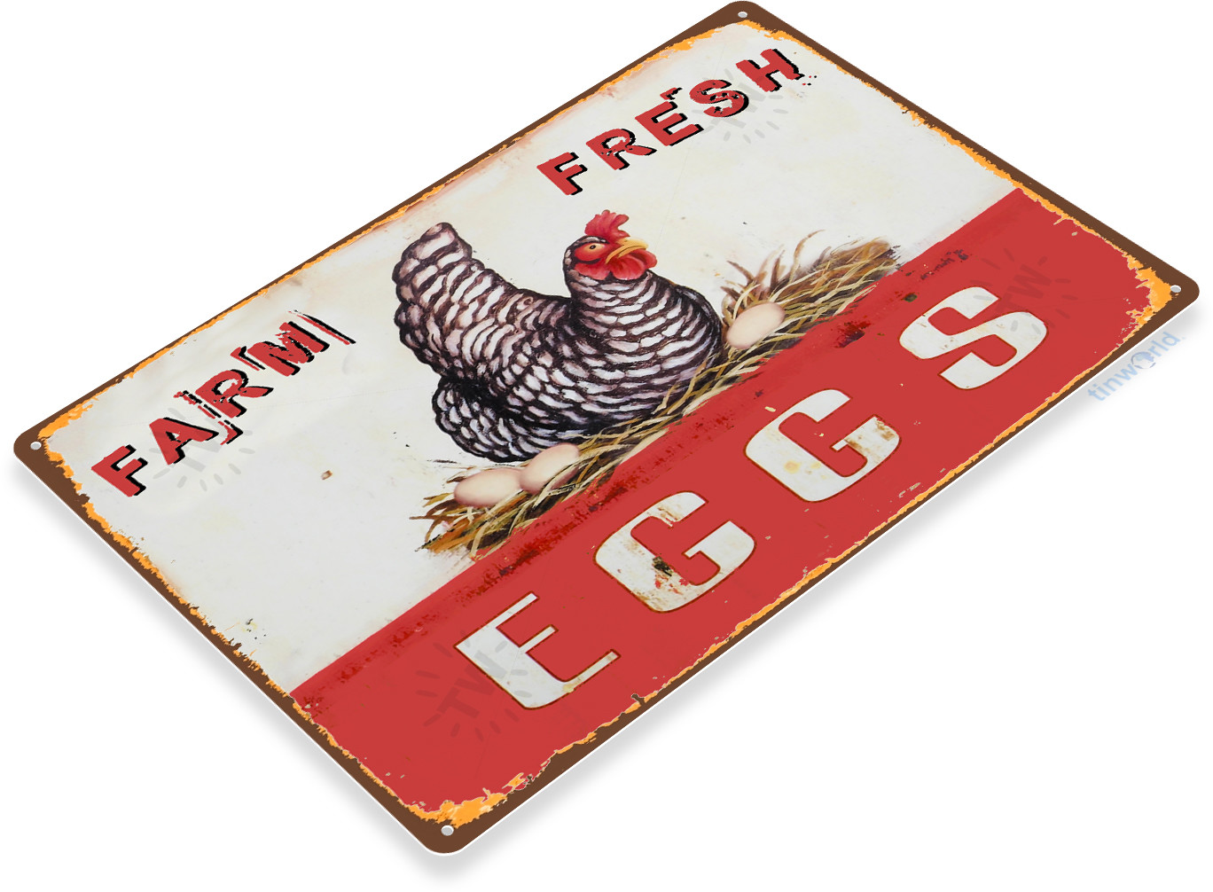 TIN SIGN Eggs Farm Fresh Kitchen Cottage Farm Rustic Metal Décor B983