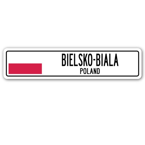 BIELSKO-BIALA POLAND Street Sign Pole flag city country road wall gift