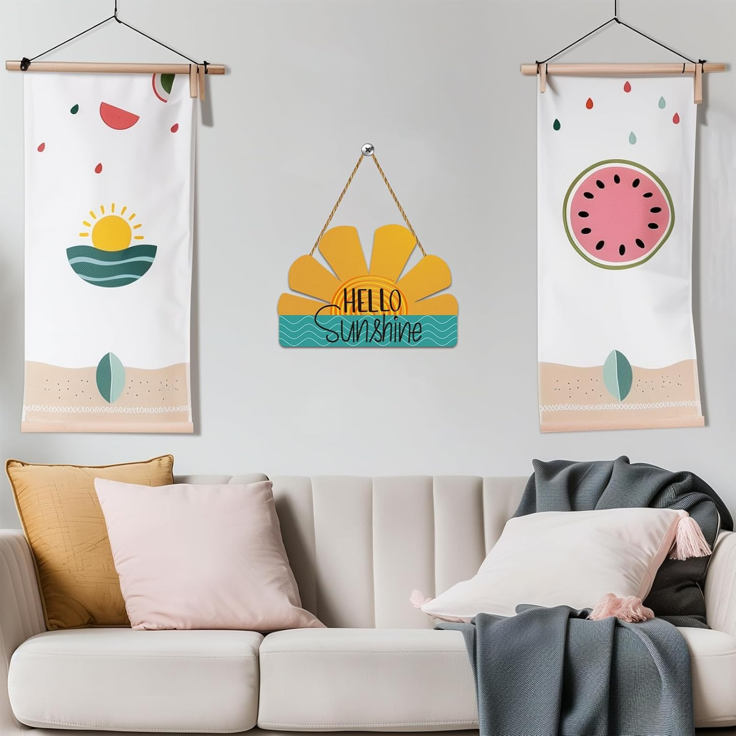 Summer Decor Summer Door Decor Sun Shape Hanging Plaque Pool Decorations Wooden
