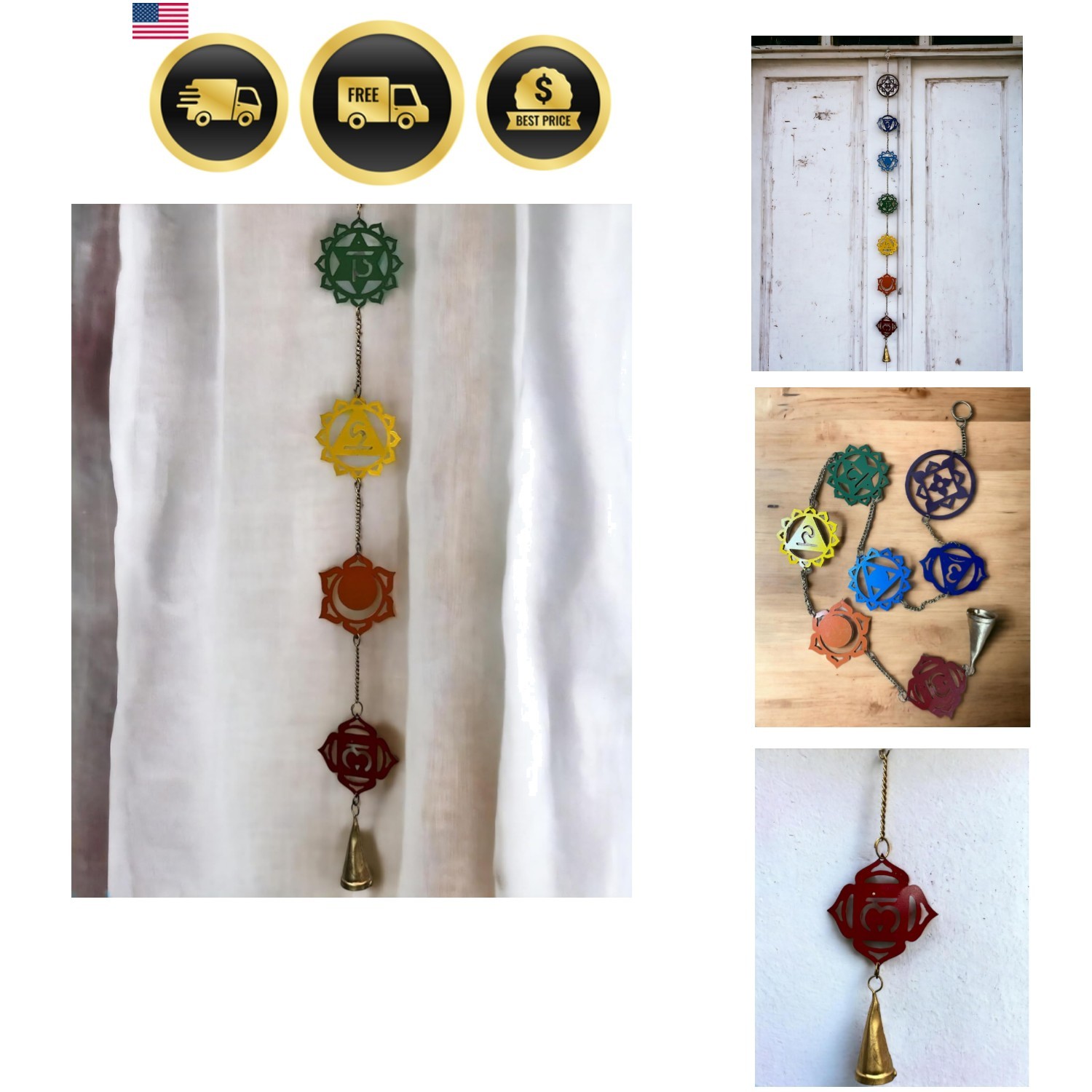 7 Chakras Wall Art Boho Décor Toran, Wall Hanging, Spiritual Room Décor, Yoga…