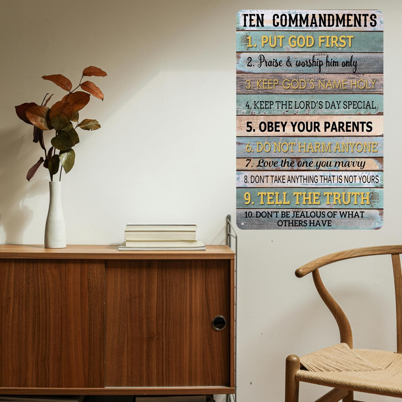 The Ten Commandments Metal Tin Sign 10 Commandments Wall Art Decor Ten Commandme