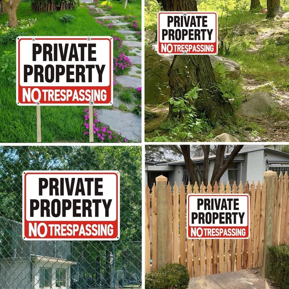 3 Pack Large Private Property No Trespassing Sign 8X12 Inch Rust Free Aluminum