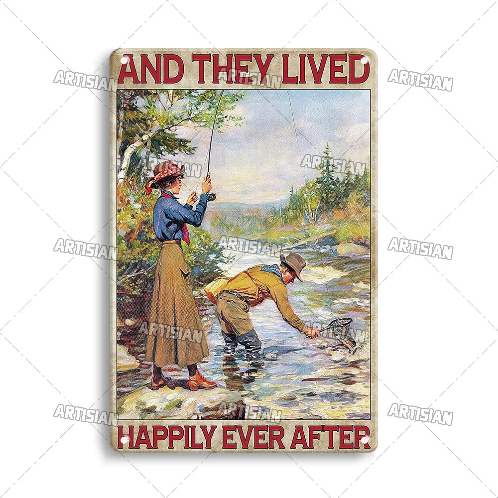 Fishing Tin Metal Sign Sport Poster Lure Decorative Plate Wall Decor 8×12